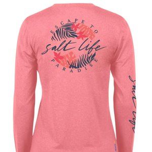 Salt Life Women's Oasis Long Sleeve Performance Shirt in Coral Heather